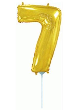 Кулька фольгована "день народження: цифра 7", міні, золото1 фото