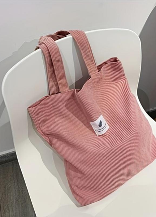 Нова рожева вельветова сумка шоппер