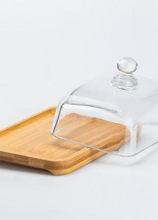 Масленка стеклянная 18 х 12 х 9 см посуда для хранения сливочного масла `gr`4 фото