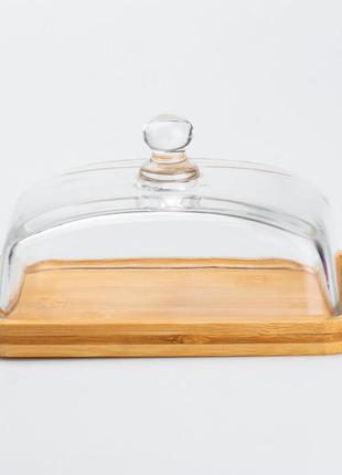 Масленка стеклянная 18 х 12 х 9 см посуда для хранения сливочного масла `gr`2 фото