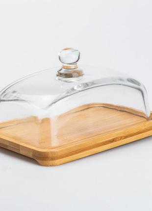 Масленка стеклянная 18 х 12 х 9 см посуда для хранения сливочного масла `gr`