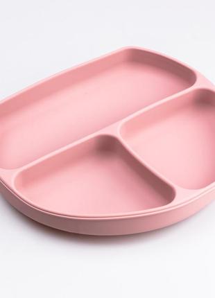 Дитячий набір силіконового посуду для годування дитини 7 предметів рожевий `gr`5 фото