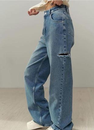Женские джинсы с декоративными разрезами на бедрах, джинсы с размером на бедрах2 фото
