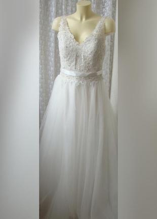 Платье белое свадебное шикарное роскошное в пол luxuar limited р.46-48 6531