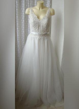 Платье белое свадебное шикарное роскошное в пол luxuar limited р.46-48 65313 фото