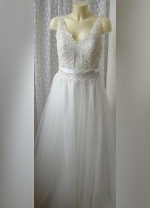 Платье белое свадебное шикарное роскошное в пол luxuar limited р.46-48 65312 фото