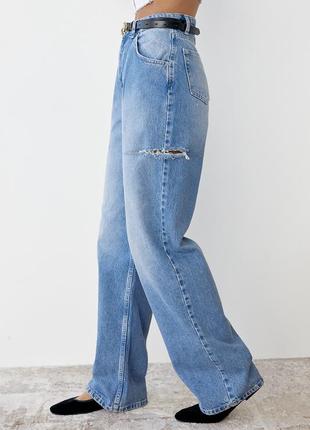 Женские джинсы с декоративными разрезами на бедрах, джинсы с размером на бедрах4 фото