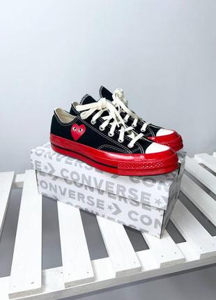 Нові оригінальні кеди comme des garcons play x converse chuck 70 low black/red