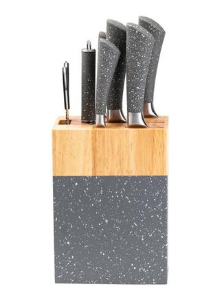 Ножи на подставке 5 штук с ножницами и мусатом для кухни 33.5 см • 30 см • 31 см • 24.5 см • 21.5 см `gr`7 фото
