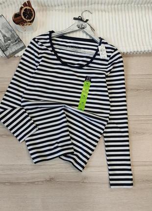 Новый хлопковый лонг в полоску тельник primark p m-l