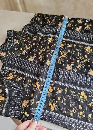 Блуза s кольоровий бохо-стиль жовтогарячий геометрія квітка принт смуга чорний ґудзик ретро вінтаж5 фото