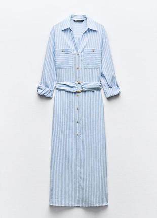 Плаття-сорочка середньої довжини з льоном3 фото