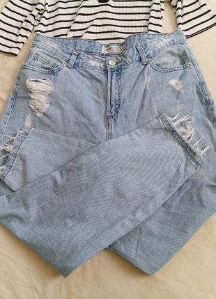 Рвані джинси, джинси з потертостями, мом джинси2 фото