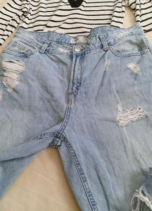 Рвані джинси, джинси з потертостями, мом джинси7 фото