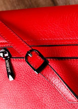 Зручна сумка жіноча на плече karya 20857 шкіряна червоний10 фото