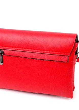 Зручна сумка жіноча на плече karya 20857 шкіряна червоний2 фото