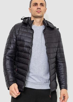 Куртка мужская демисезонная с капюшоном, цвет черный, 214r05