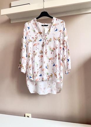 Натуральная блуза-оверсайз из фламинго