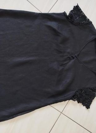 Чорна лляна блуза футболка3 фото