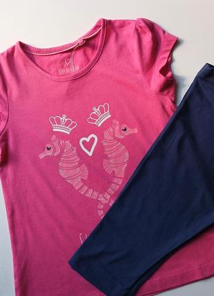 2-4 года костюм для девочки туника и лосины капри футболка лосинки укороченные летний комплект лето2 фото
