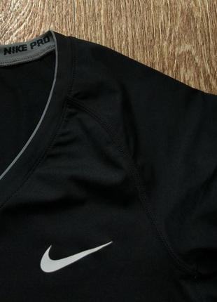 Черная женская спортивная компрессионная термо футболка майка топ худи свитшот олимпийка nike pro combat размер s4 фото