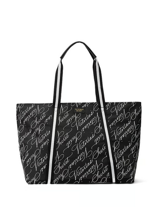 Victoria's secret logo weekender tote сумка-тоут з логотипом vs чорна на блискавці