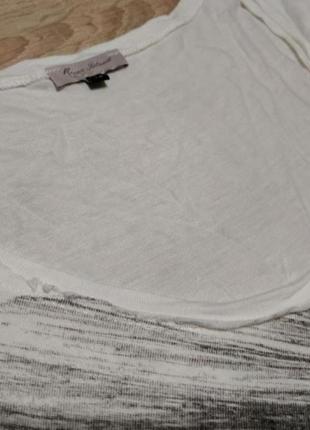 Біла подовжена блузка футболка туніка принт обличчя 46-484 фото