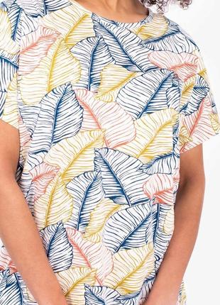 Красивая футболка в тропическим принтом из натурального материала 🌷 бренд brakeburn9 фото