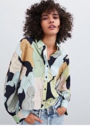 Zara сорочка з абстрактним принтом