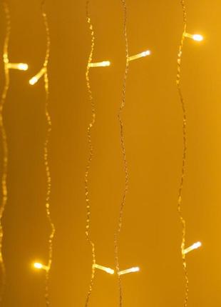 Гірлянда штора світлодіодна garlandopro 160led 8 ліній 1,5х1,5 м гірлянда на штору жовтий `gr`8 фото