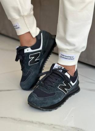 Женские серые кроссовки new balance 574 full grey/black