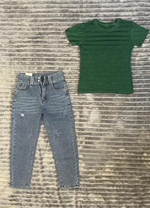 Комплект джинси мом + футболка2 фото