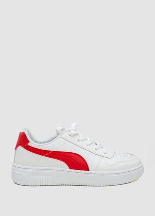 Кеди жіночі на шнурках, колір біло-червоний, 248r151-22