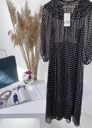 Дуже гарне шифонове плаття в горошок zara, р.xs