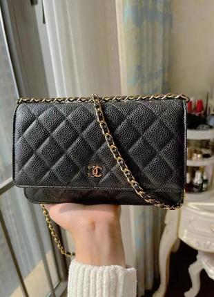 Клатч chanel woc black caviar