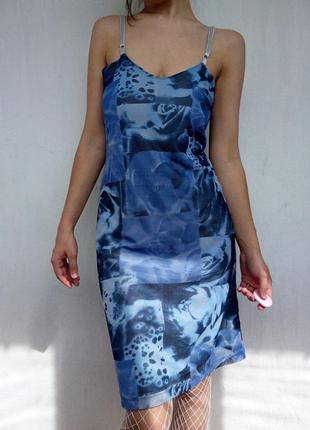 Блакитна міді сукня
