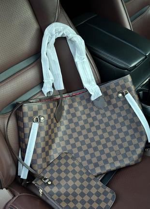 Женская сумка шоппер в стиле louis vuitton neverfull mm jamier ebene premium.