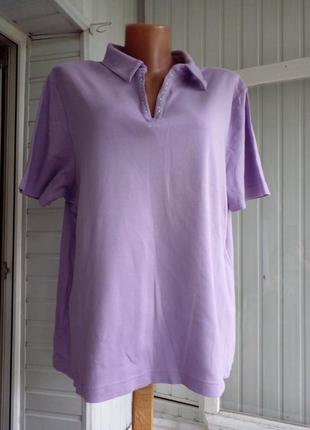 Коттоновая трикотажная блуза поло большого размера батал