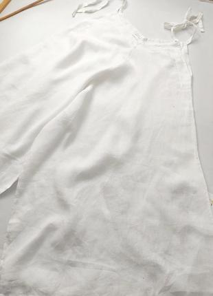Комбинезон женский белый брючный лён свободного кроя оверсайз от бретеля italy l3 фото