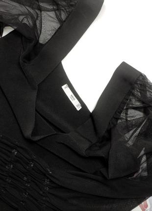 Водолазка женская блуза черного цвета с объемными прозрачными рукавами от бретеля mango m l5 фото
