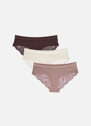 Труси бразиліана primark brazilian briefs 3 pcs chocolate beige mocha.