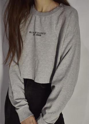 Вкорочений сірий світшот missguided