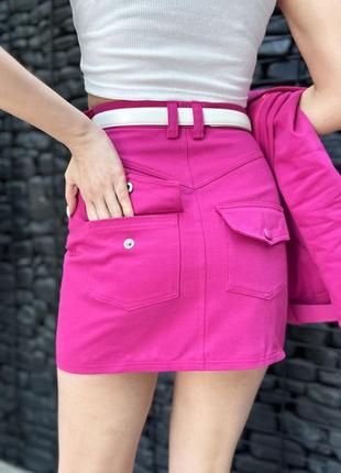 Джинсовая юбка, куртка косуха и майка рубчик-шикарный комплект-обирайте цвет6 фото