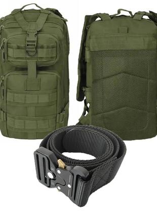 Тактичний комплект 2в1: військовий тактичний туристичний рюкзак 35 л олива + ремінь assaulter найкраща ціна на4 фото