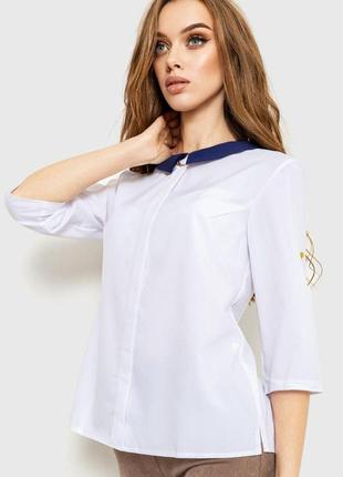 Блуза класична, колір біло-синій, 230r081