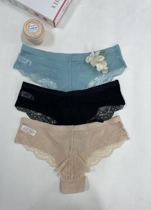 Трусики безшовні мереживні julimex tanga beige, nero5 фото