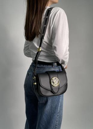 Женская сумка в стиле louis vuitton pont 9 soft pm black leather premium.10 фото