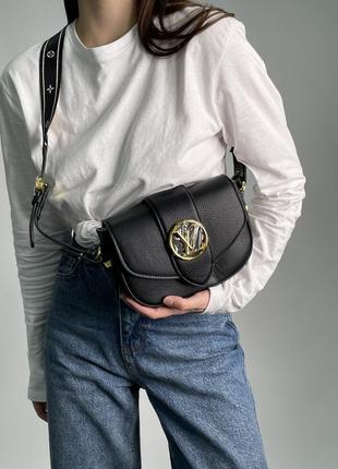 Женская сумка в стиле louis vuitton pont 9 soft pm black leather premium.9 фото