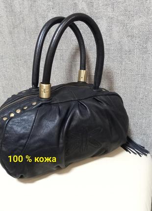 Сумка шкіряна 100%натуральна шкіра, чорна ,містка ,легка ,зручна, бренд risk.