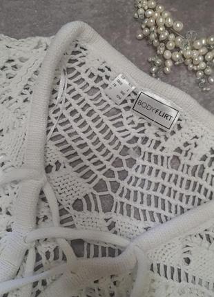 Пляжное полупрозрачное летнее туника платье накидка белое кружево вязка bodyflirt9 фото